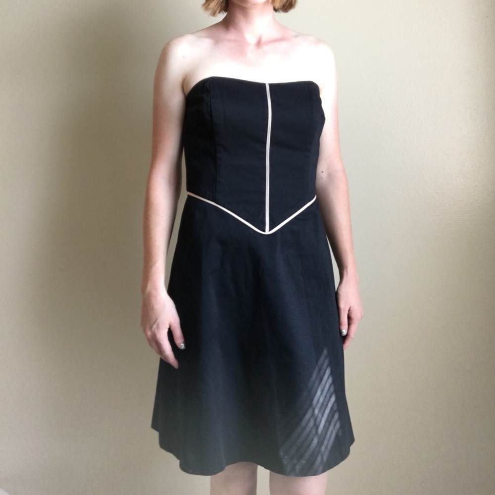 ROBIN JORDAN LBD midi strapless evening dress